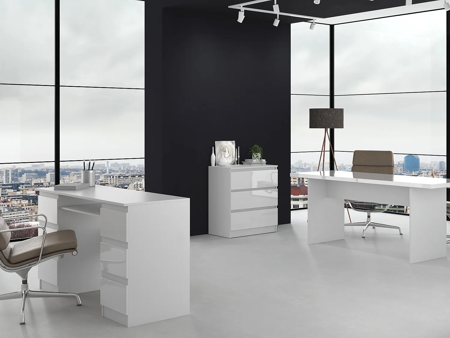 Cassettiera moderna con 3 cassetti 70x40x75 cm bianco lucido CMMT6