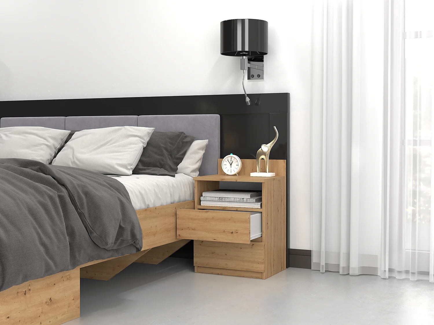 Comodino 40x59 cm con cassetti rovere COT6