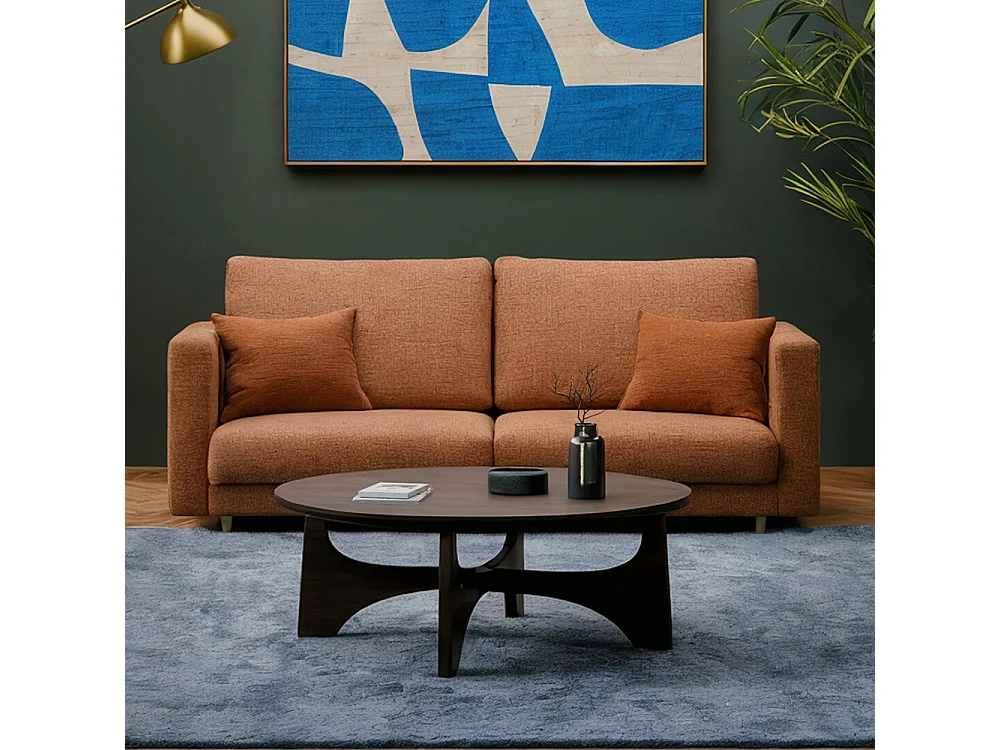 Divano letto 3 posti 221 cm in tessuto terracotta DT1