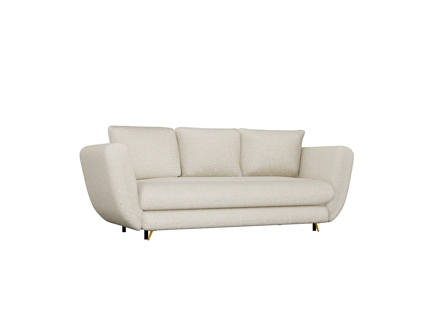 Divano letto 3 posti 248 cm in tessuto beige gambe oro DT2