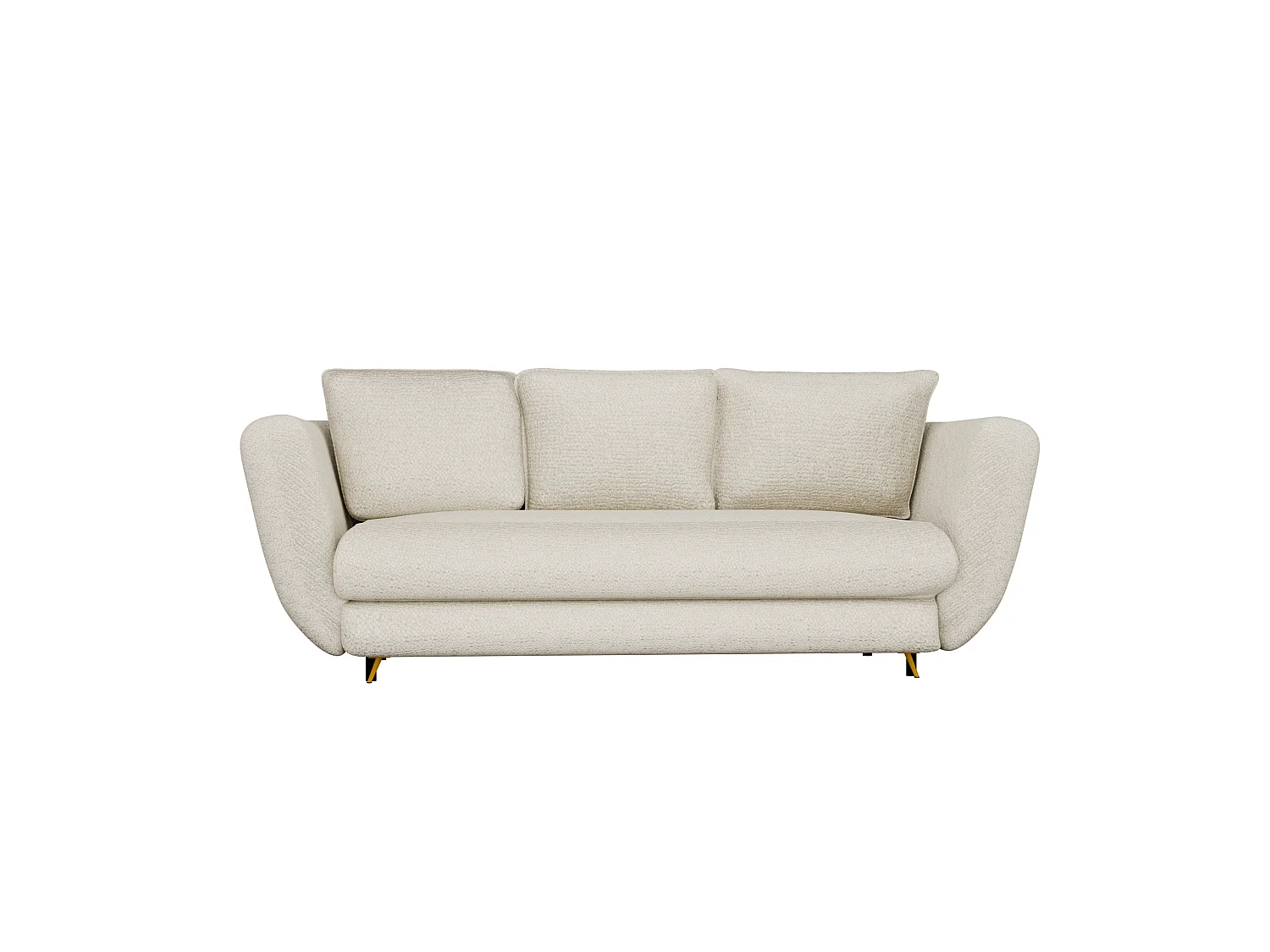 Divano letto 3 posti 248 cm in tessuto beige gambe oro DT2