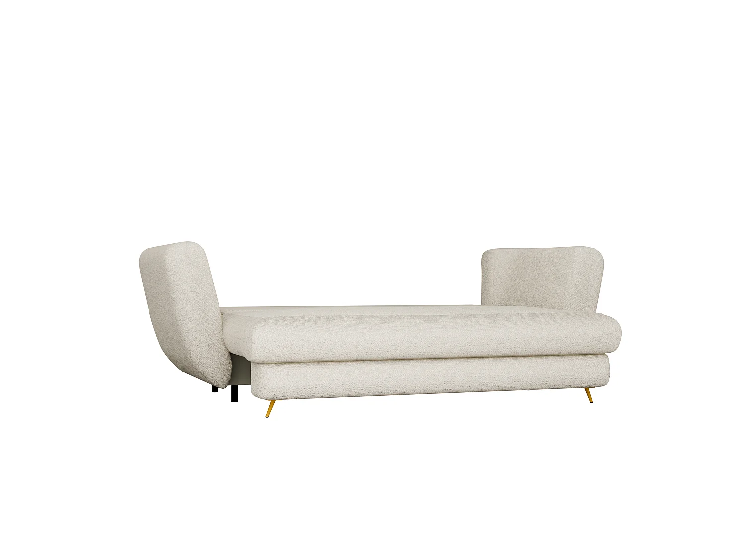 Divano letto 3 posti 248 cm in tessuto beige gambe oro DT2