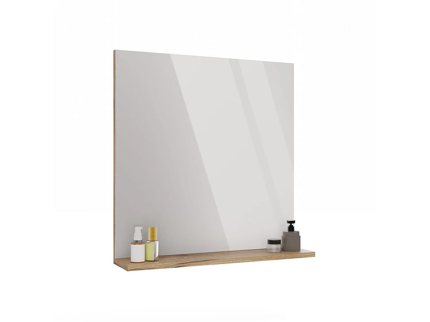 Specchio bagno da parete con mensola in rovere 60x61,5 cm SPT1