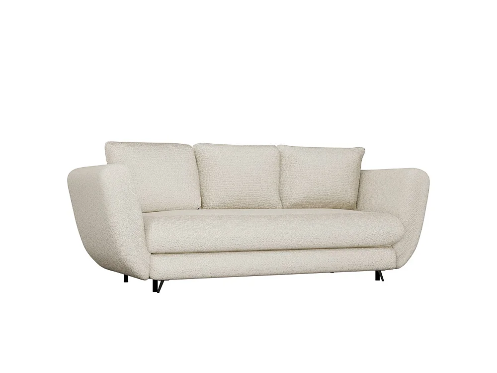 Divano letto 3 posti 248 cm in tessuto beige gambe nere DT2
