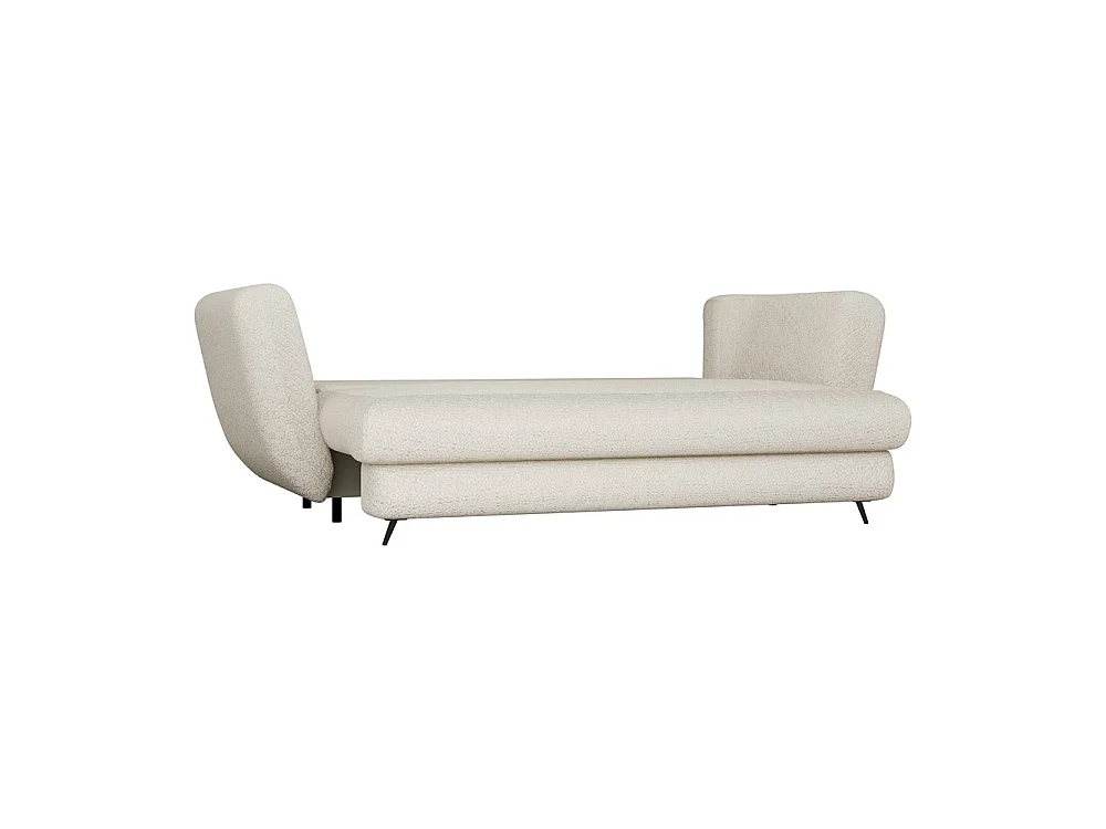 Divano letto 3 posti 248 cm in tessuto beige gambe nere DT2