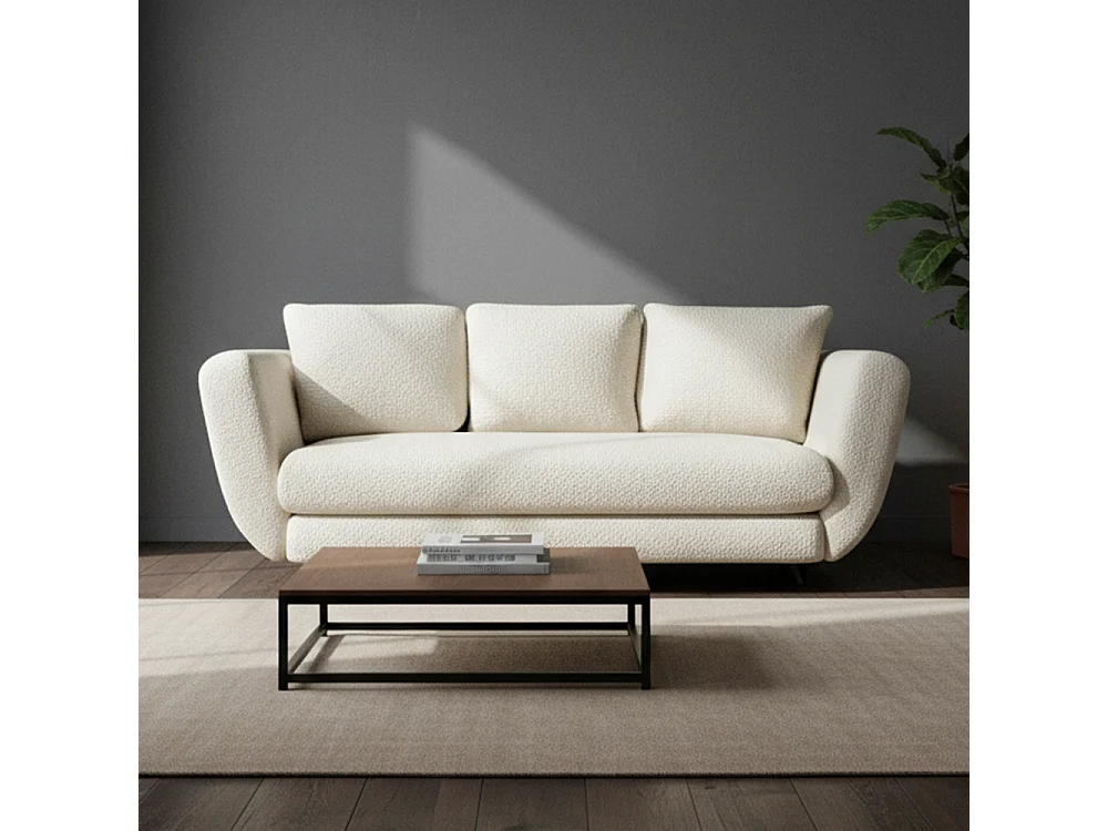 Divano letto 3 posti 248 cm in tessuto beige gambe nere DT2