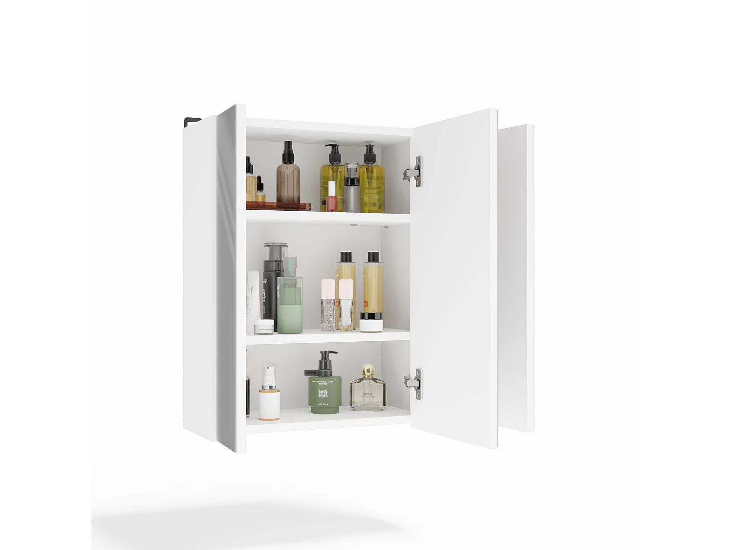 Specchio contenitore da bagno 60x60 cm con 3 ante con 6 ripiani bianco SPT2