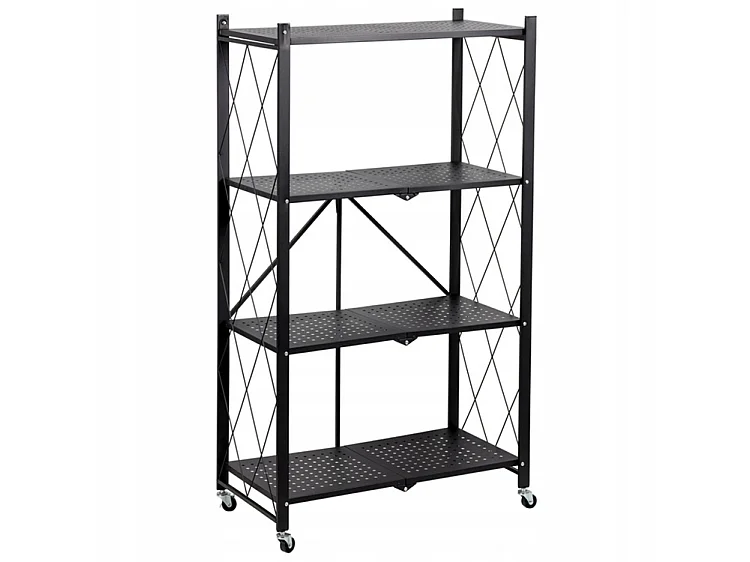 Scaffale per cucina 72x127 cm pieghevole con ruote nero SFT2
