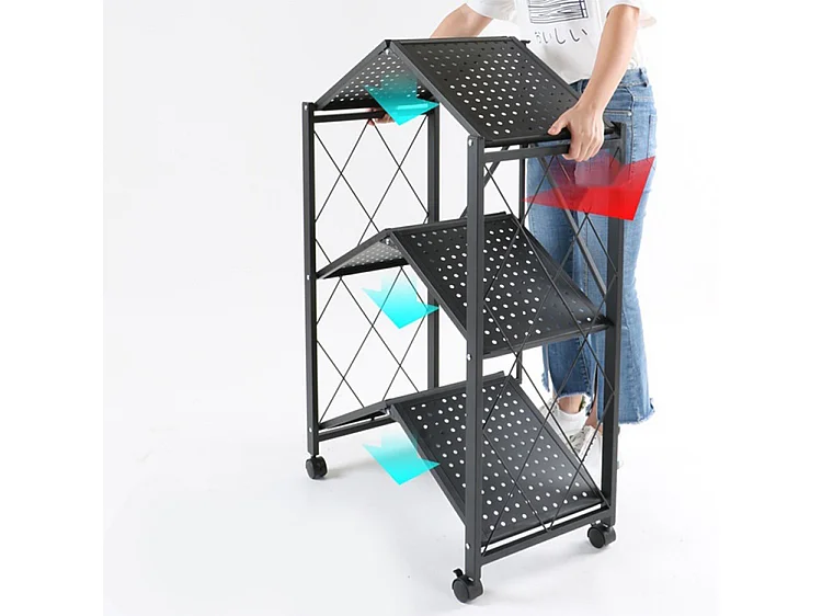 Scaffale per cucina 72x127 cm pieghevole con ruote nero SFT2