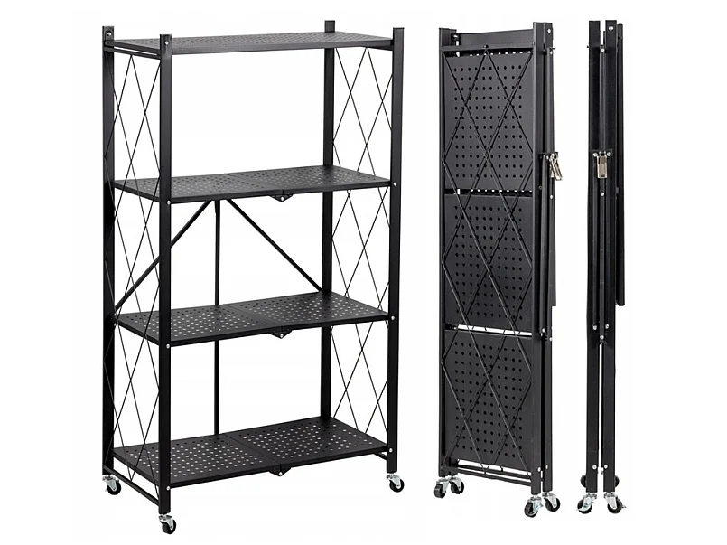 Scaffale per cucina 72x127 cm pieghevole con ruote nero SFT2