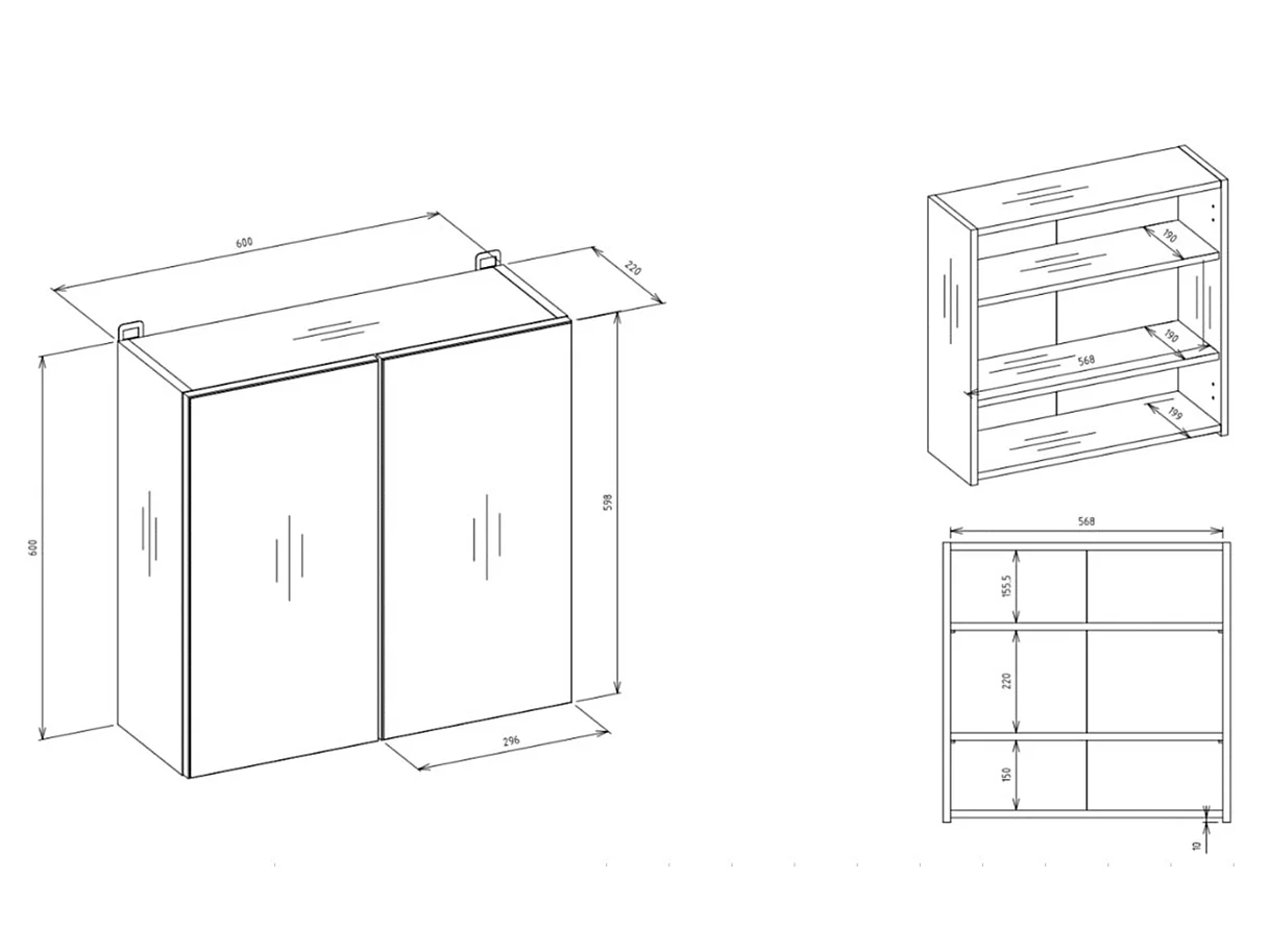 Specchio contenitore da bagno 60x60 cm con 2 ante beige SPT4