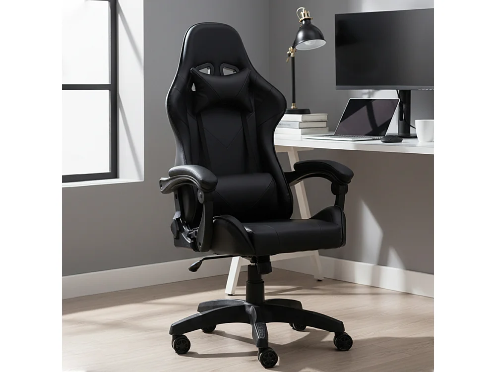 Sedia gaming con cuscini regolabili nera ST6