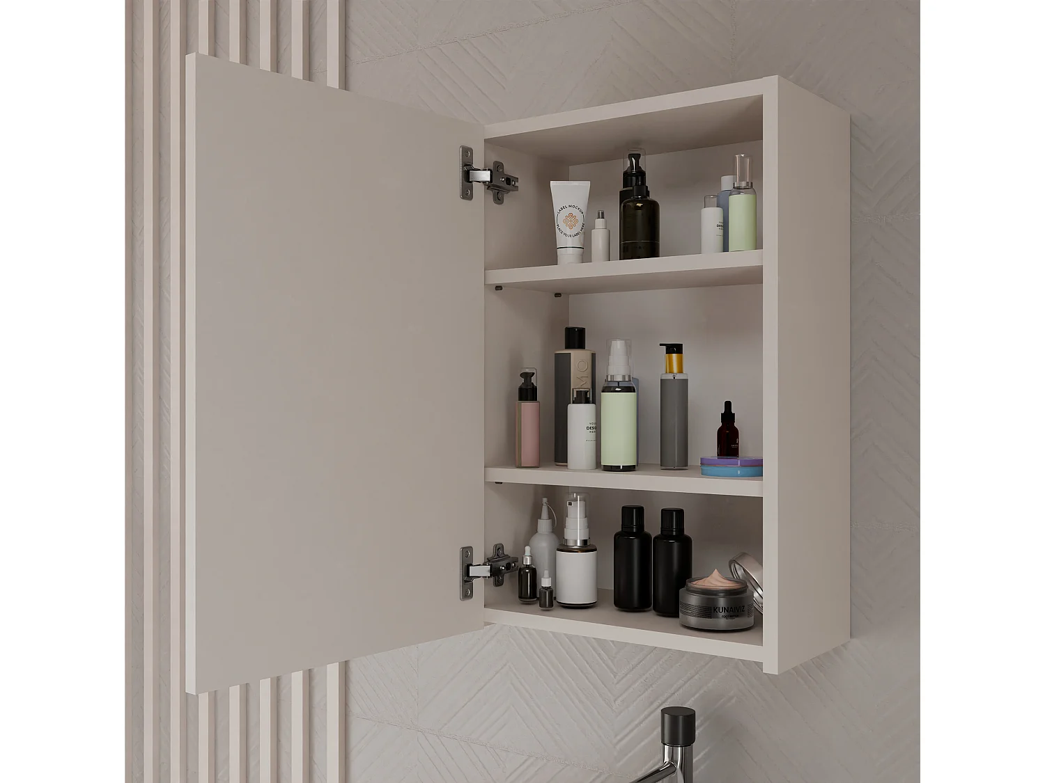 Specchio contenitore da bagno 40x60 cm con 3 ripiani beige SPT3