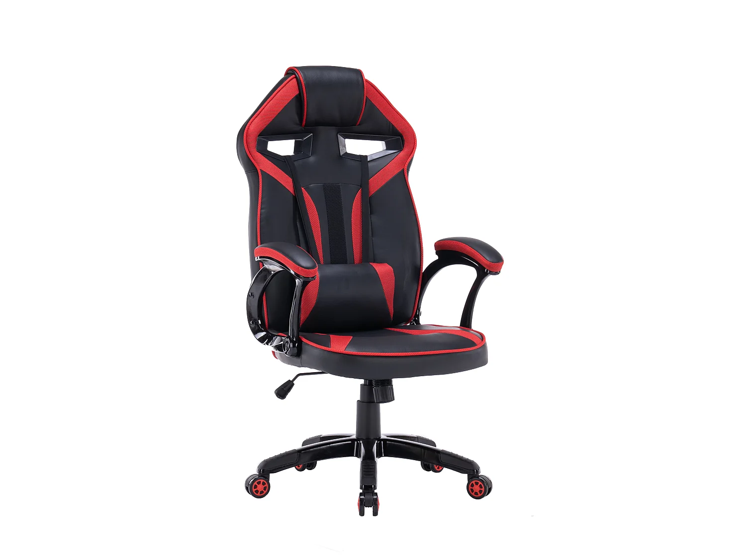 Sedia da ufficio e gaming ergonomica in ecopelle rosso/nera ST7