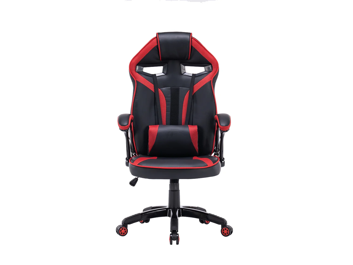 Sedia da ufficio e gaming ergonomica in ecopelle rosso/nera ST7