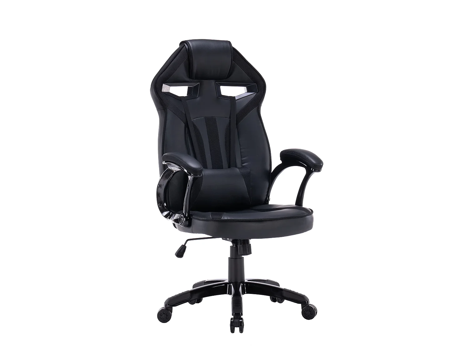 Sedia da ufficio e gaming ergonomica in ecopelle nera ST7