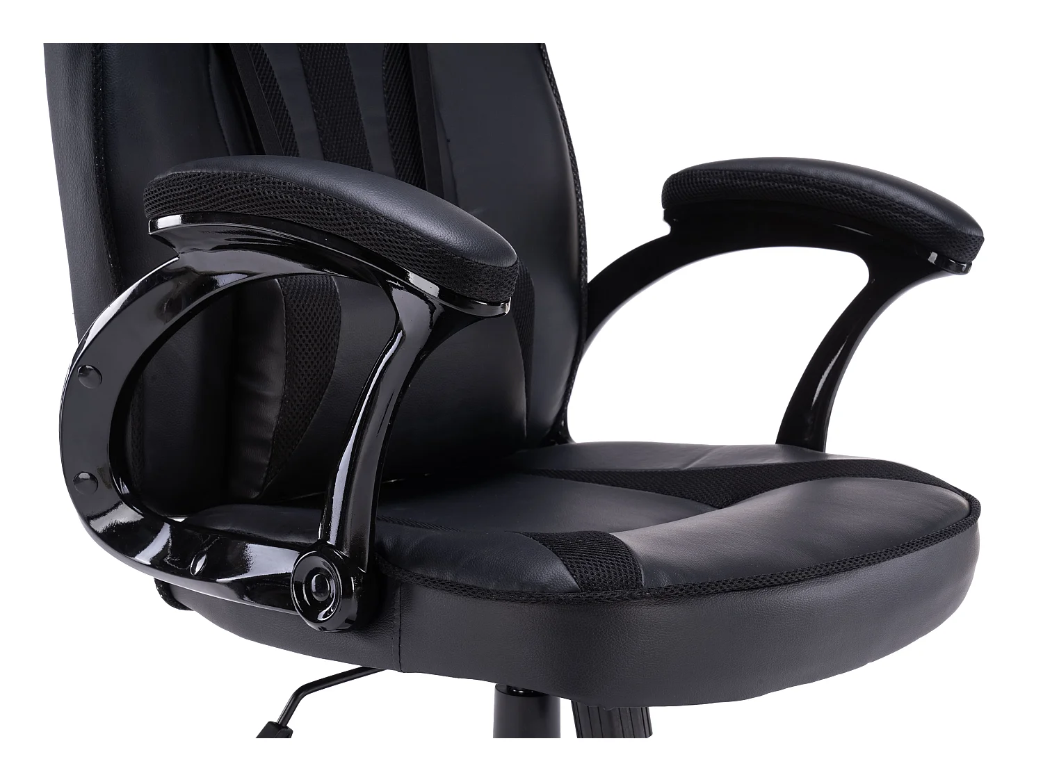 Sedia da ufficio e gaming ergonomica in ecopelle nera ST7
