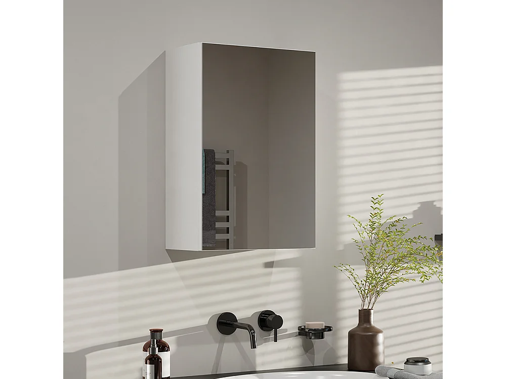 Specchio contenitore da bagno 40x60 cm con 3 ripiani bianco SPT3
