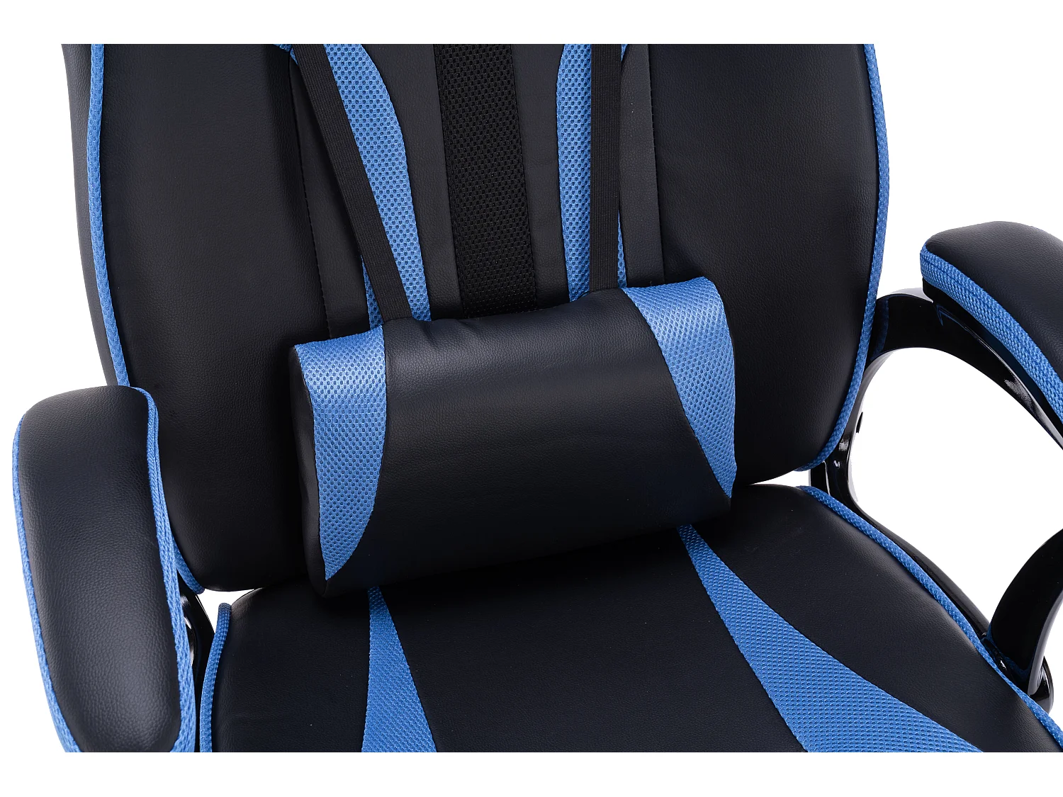 Sedia da ufficio e gaming ergonomica in ecopelle blu/nera ST7