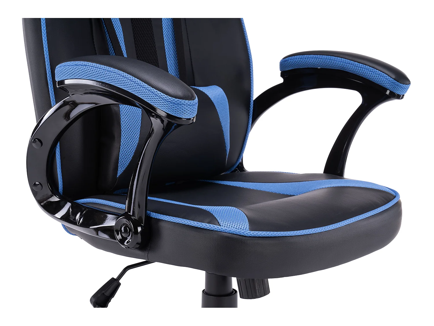 Sedia da ufficio e gaming ergonomica in ecopelle blu/nera ST7