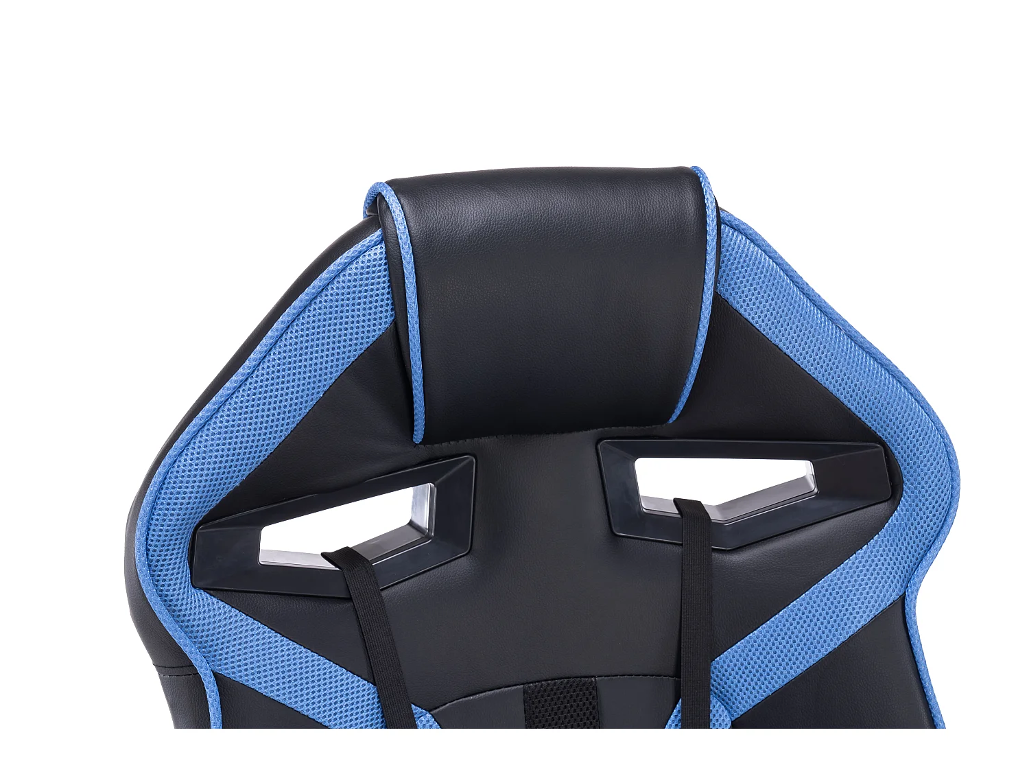 Sedia da ufficio e gaming ergonomica in ecopelle blu/nera ST7