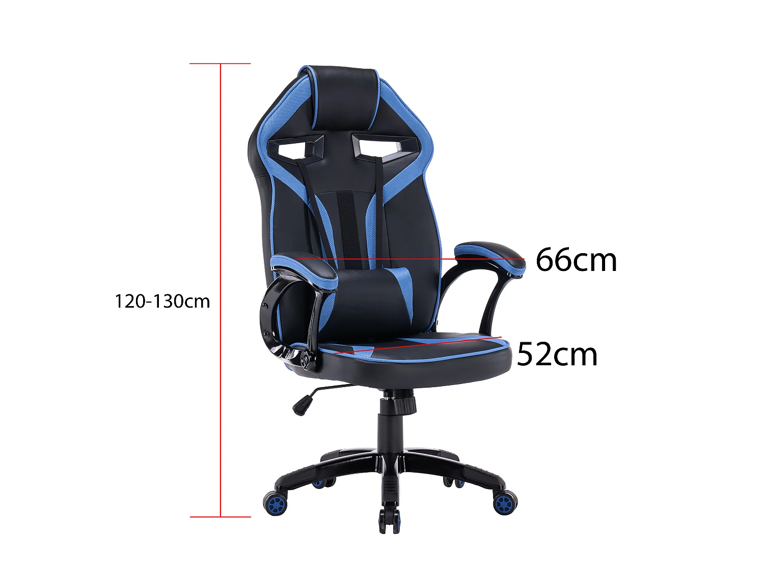 Sedia da ufficio e gaming ergonomica in ecopelle blu/nera ST7