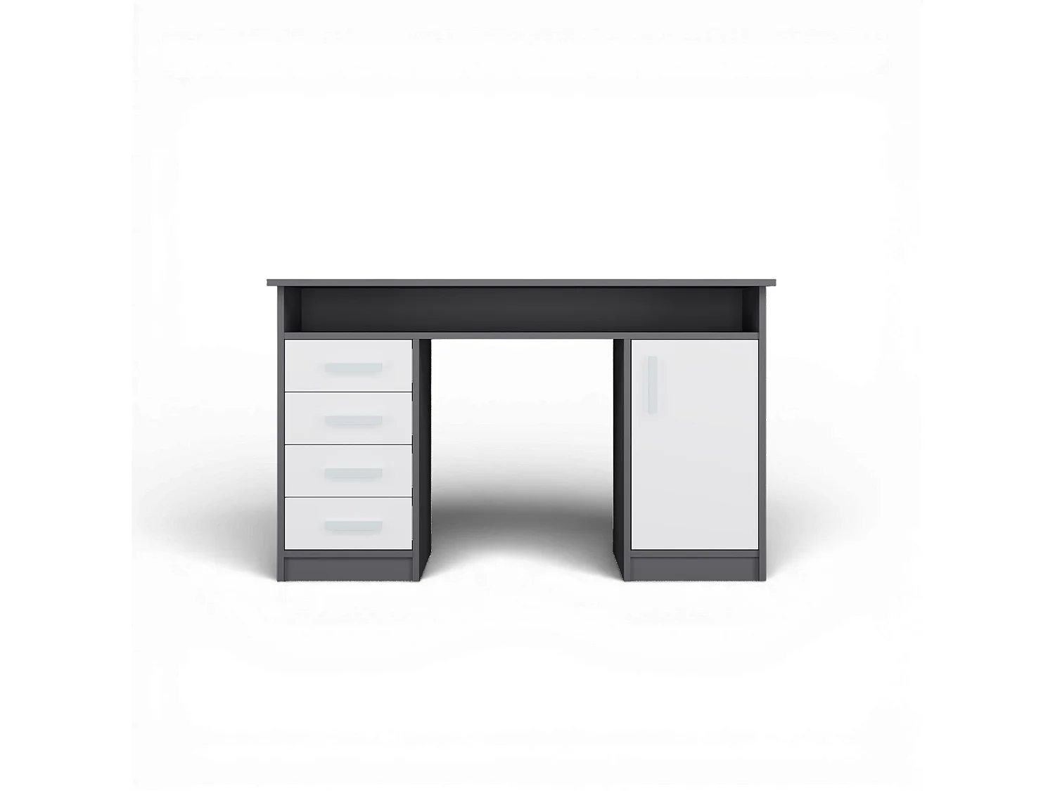 Scrivania 125x75 cm con 4 cassetti e anta bianco/antracite SCT9