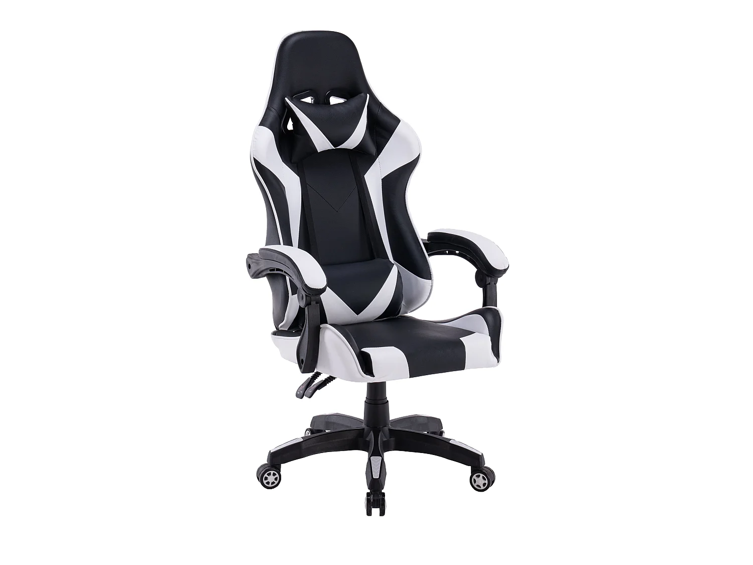 Sedia gaming con cuscini regolabili bianca/nera ST6