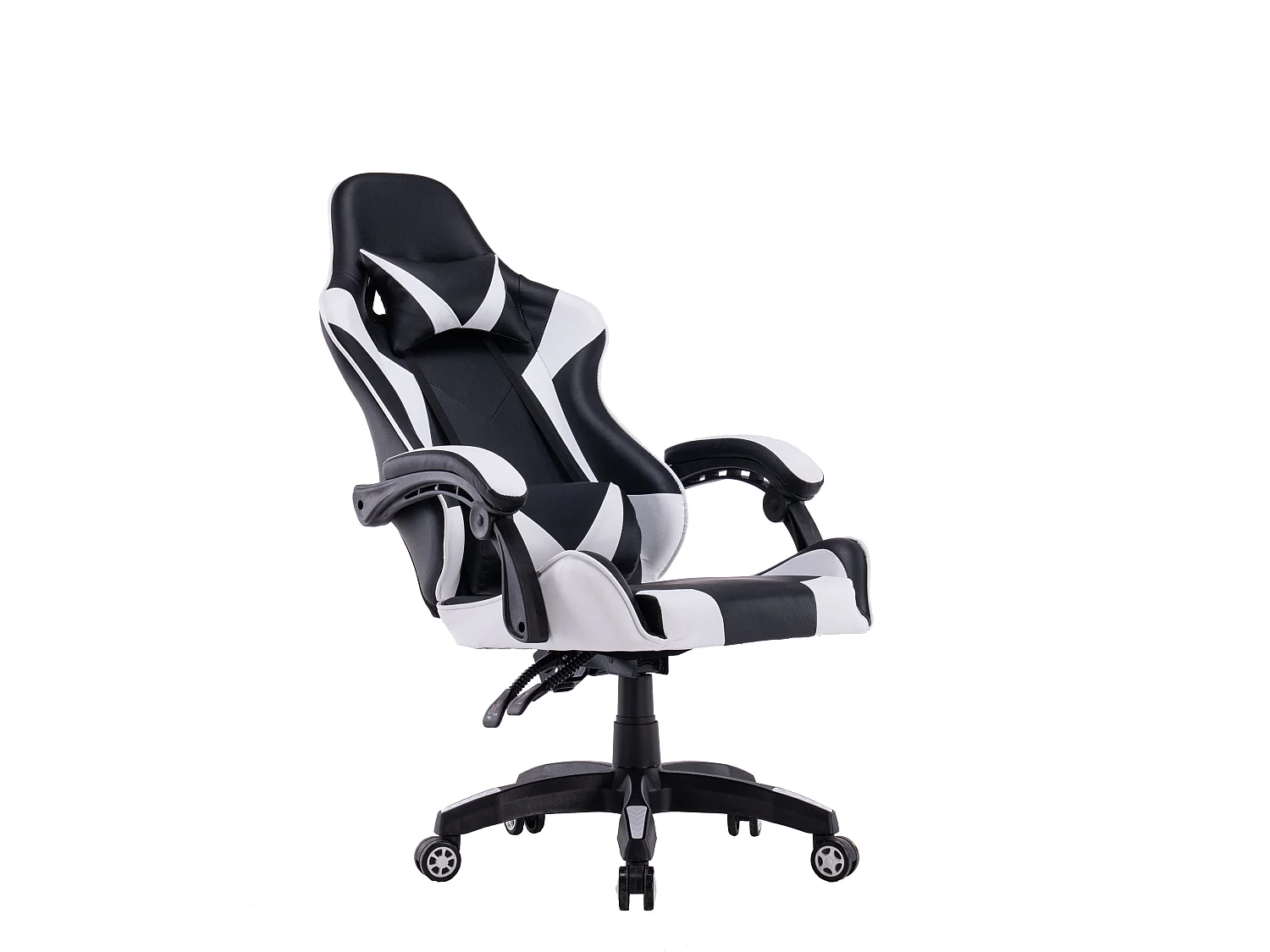 Sedia gaming con cuscini regolabili bianca/nera ST6