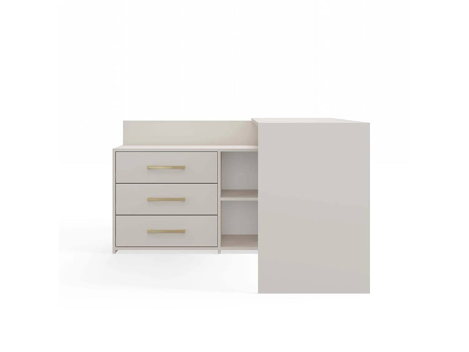 Scrivania angolare moderna con 3 cassetti beige cashmere SCT7