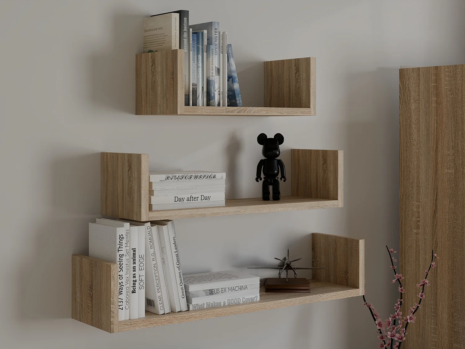 Set di mensole in diverse misure rovere chiaro MNT2