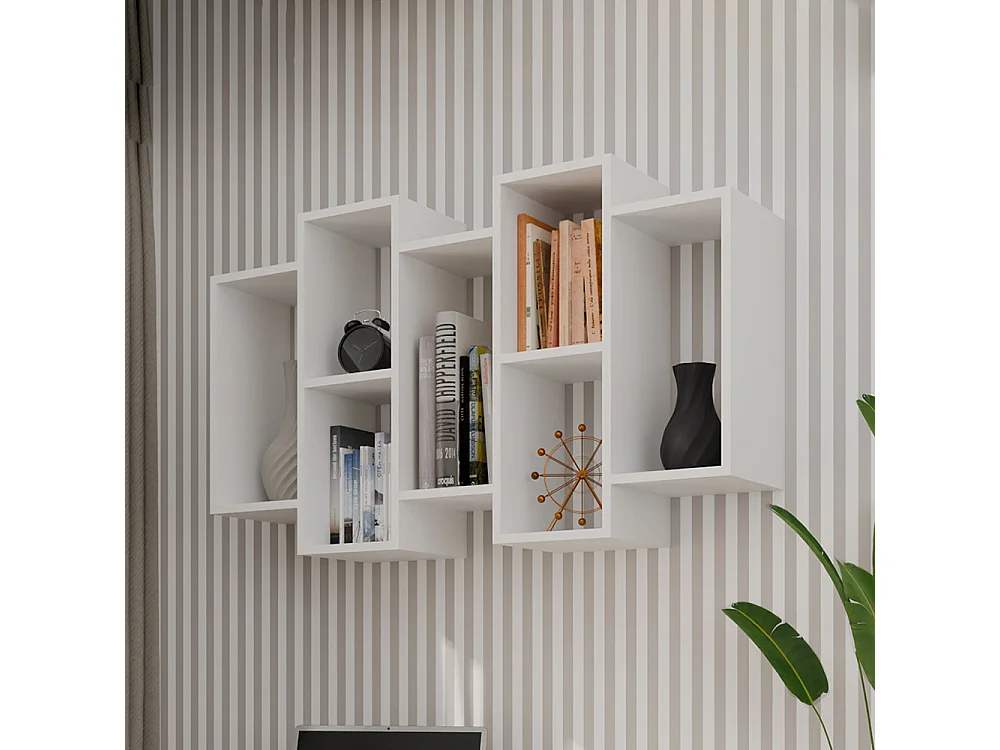 Libreria sospesa 129,5x60 cm moderna bianca MNT5