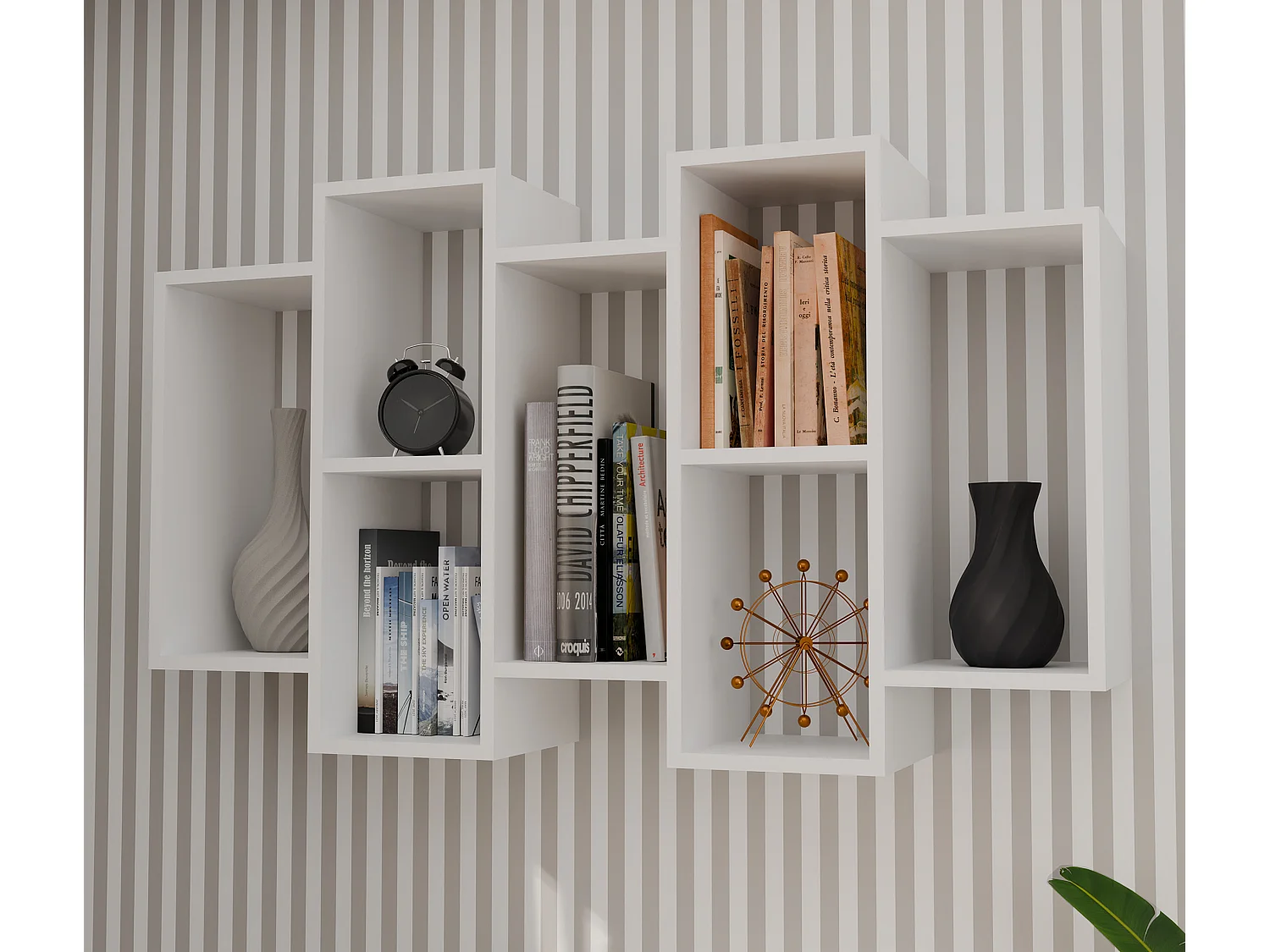 Libreria sospesa 129,5x60 cm moderna bianca MNT5