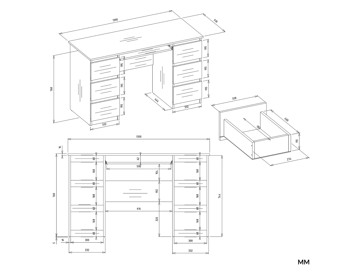 Scrivania moderna 130 cm con libreria bianco opaco SCT12
