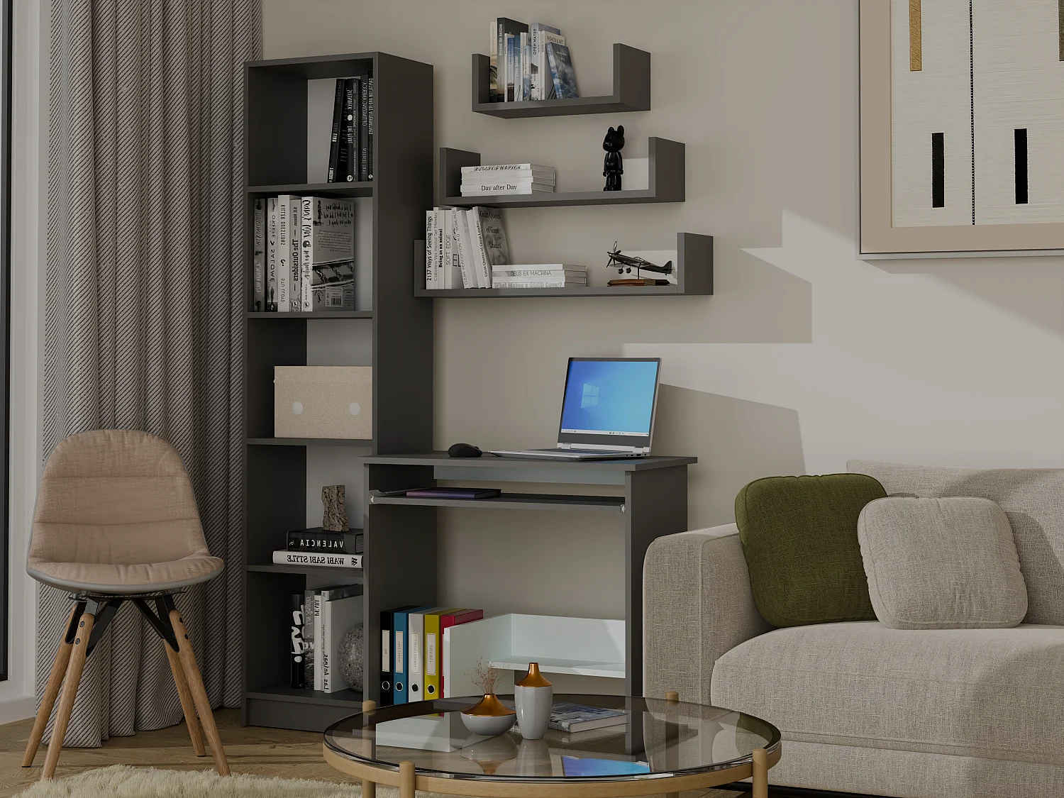 Set di mensole in diverse misure antracite MNT2