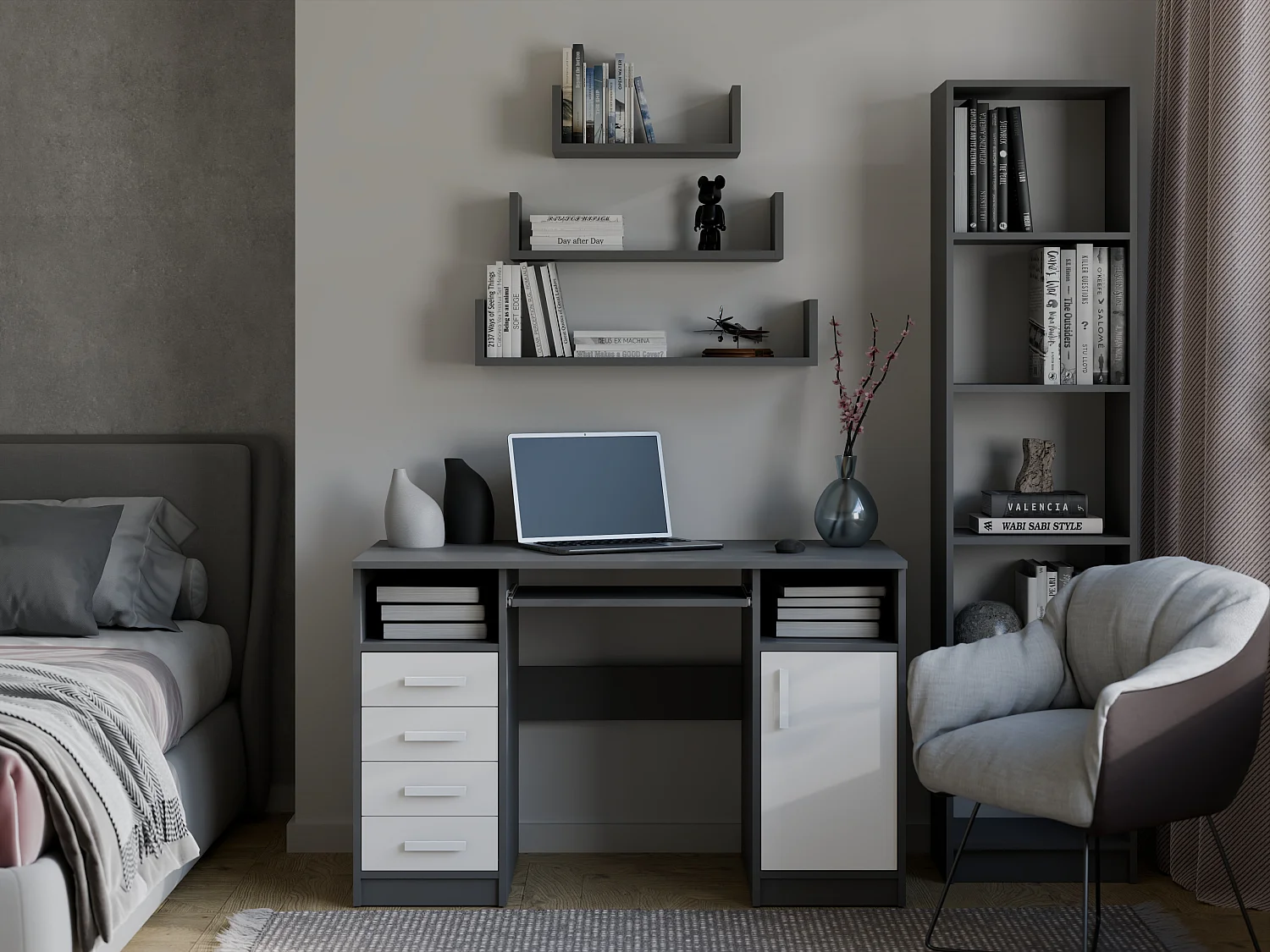 Set di mensole in diverse misure antracite MNT2