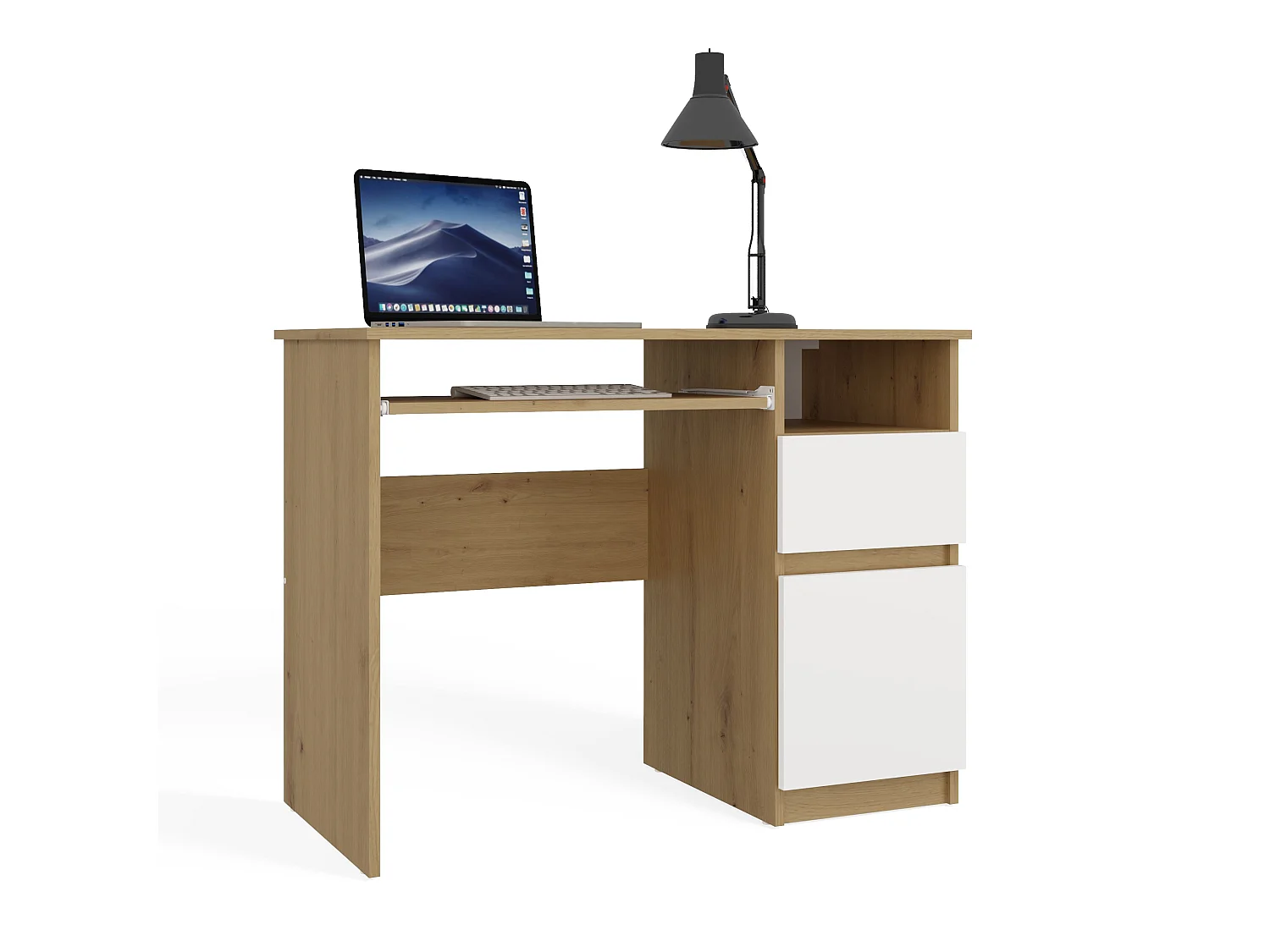 Scrivania 98,5 cm con anta e cassetto rovere/bianco SCT11