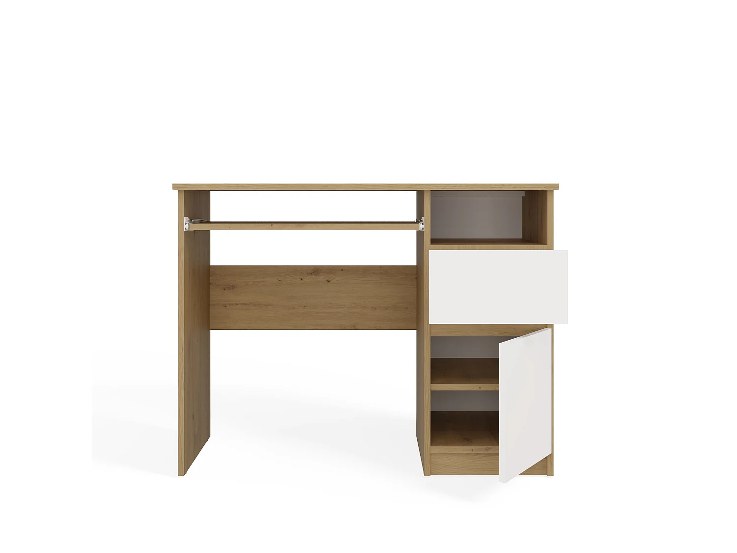 Scrivania 98,5 cm con anta e cassetto rovere/bianco SCT11