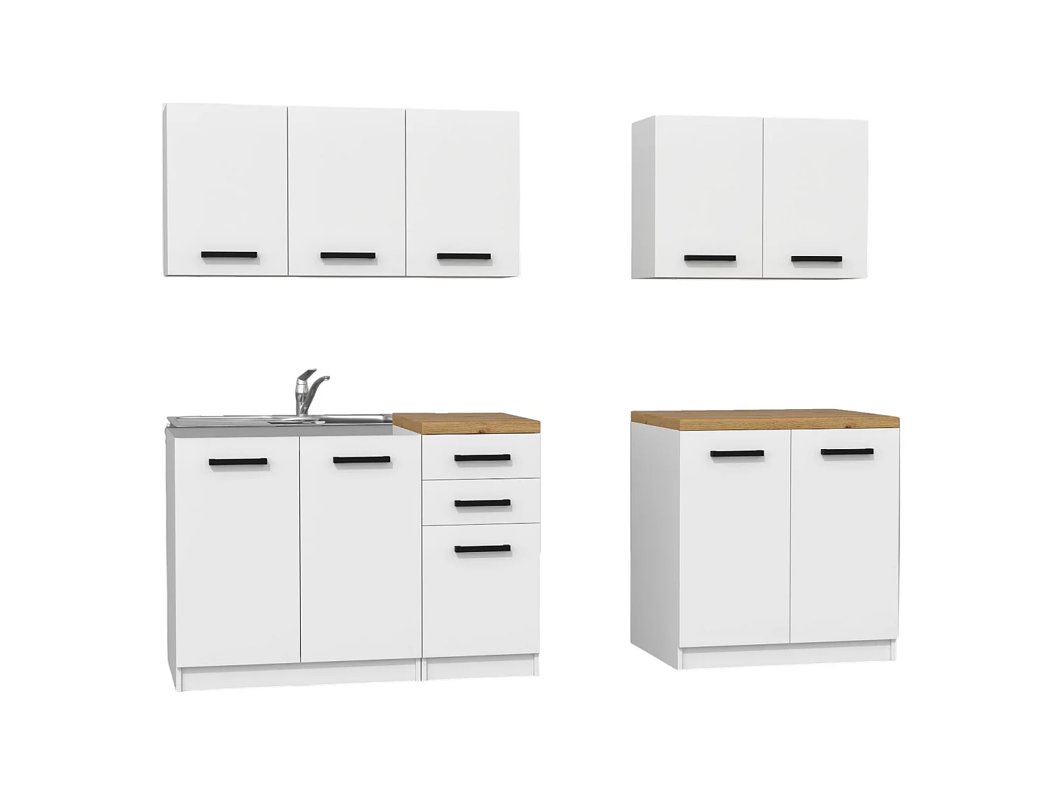 Cucina completa moderna e modulare bianca e rovere CTT1
