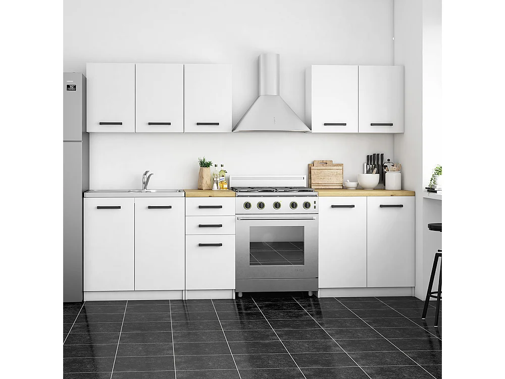 Cucina completa moderna e modulare bianca e rovere CTT1