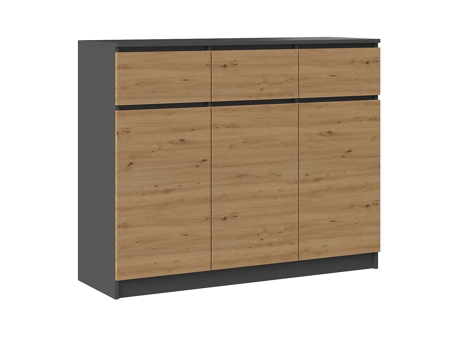 Madia alta 120x97cm con 3 ante e 3 cassetti rovere/antracite MT11