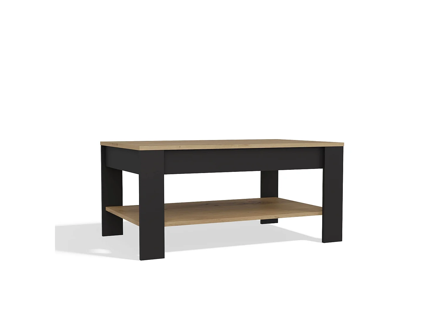 Tavolino da salotto moderno 93x58x44 rovere e nero TST16