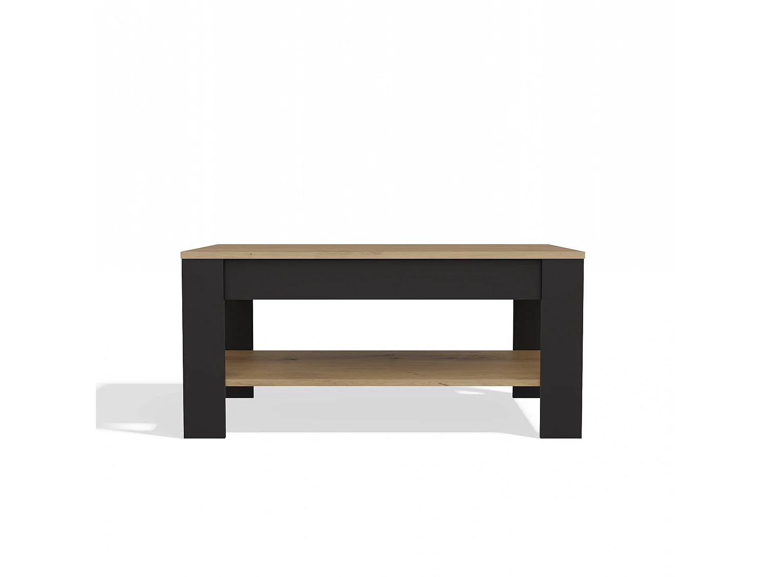 Tavolino da salotto moderno 93x58x44 rovere e nero TST16