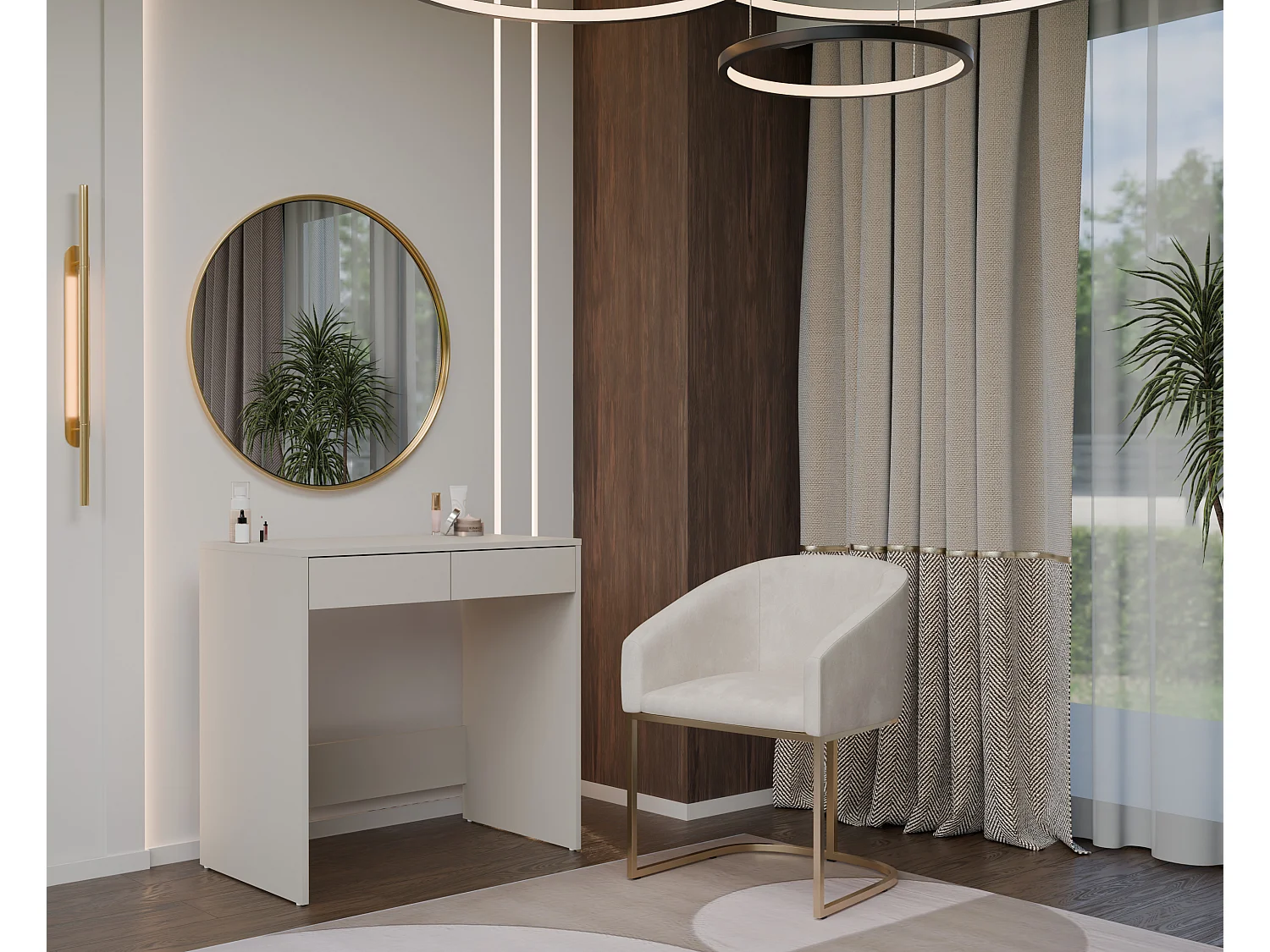Scrivania salvaspazio 81x80 cm con 2 cassetti beige SCT13