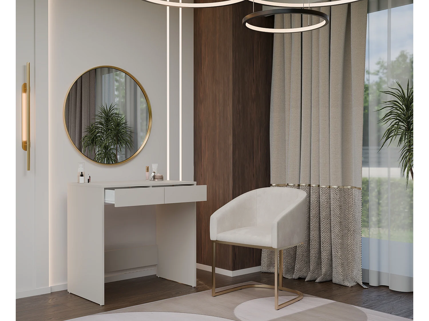 Scrivania salvaspazio 81x80 cm con 2 cassetti beige SCT13