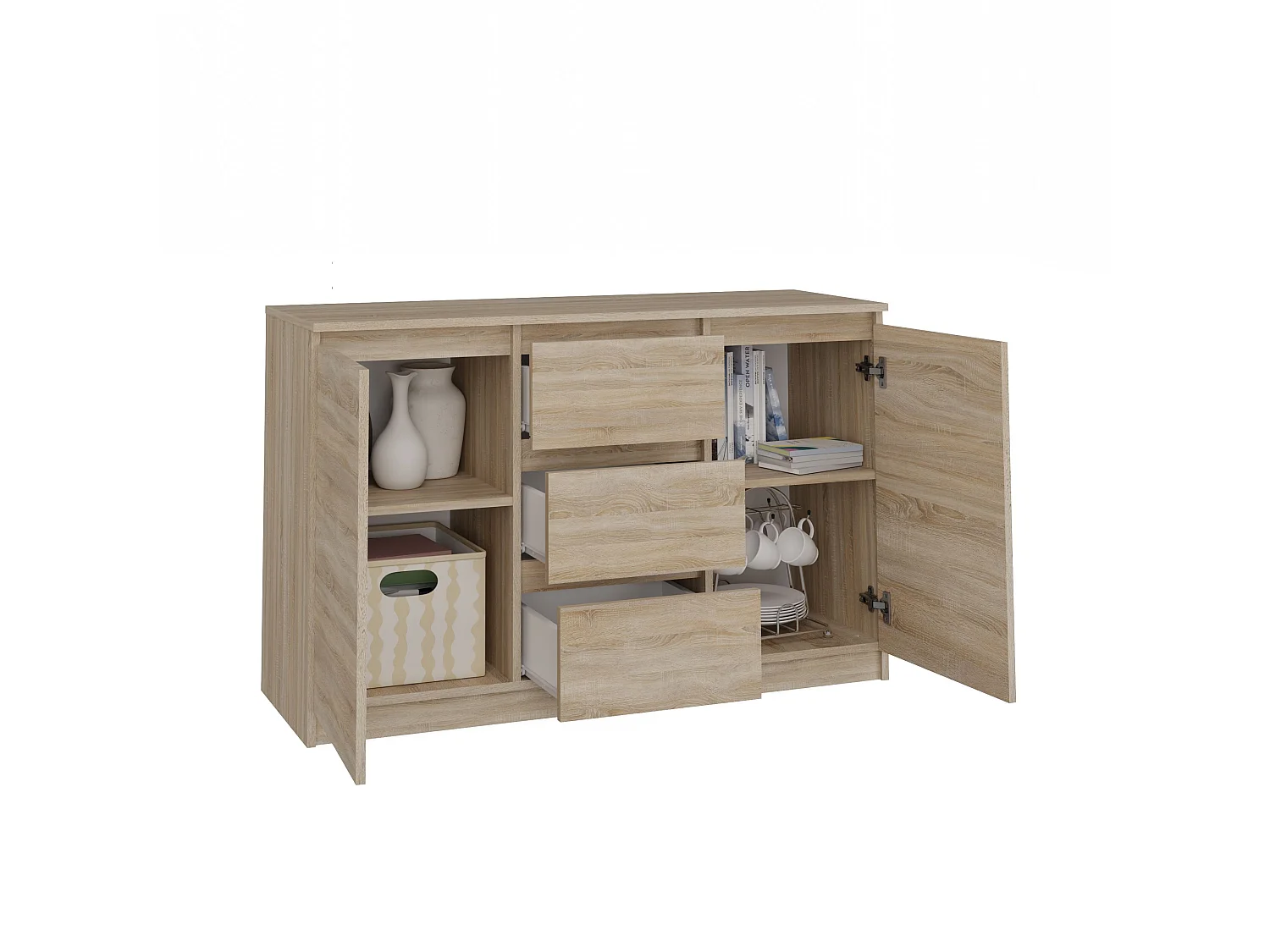 Madia 120 cm con cassetti e ante rovere chiaro MT8