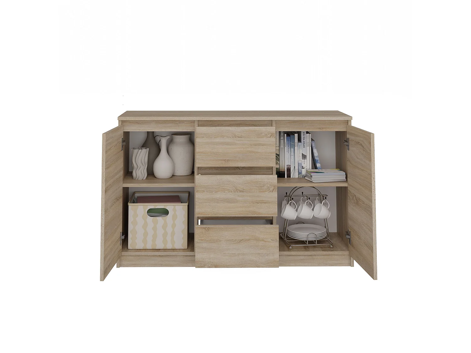 Madia 120 cm con cassetti e ante rovere chiaro MT8