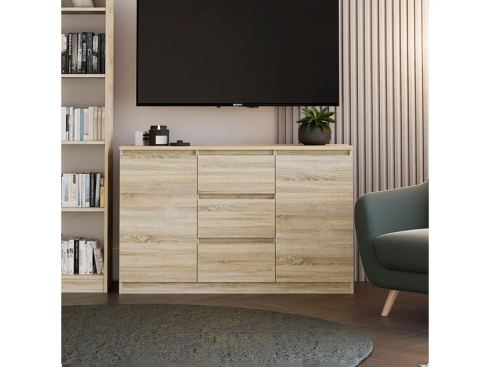 Madia 120 cm con cassetti e ante rovere chiaro MT8