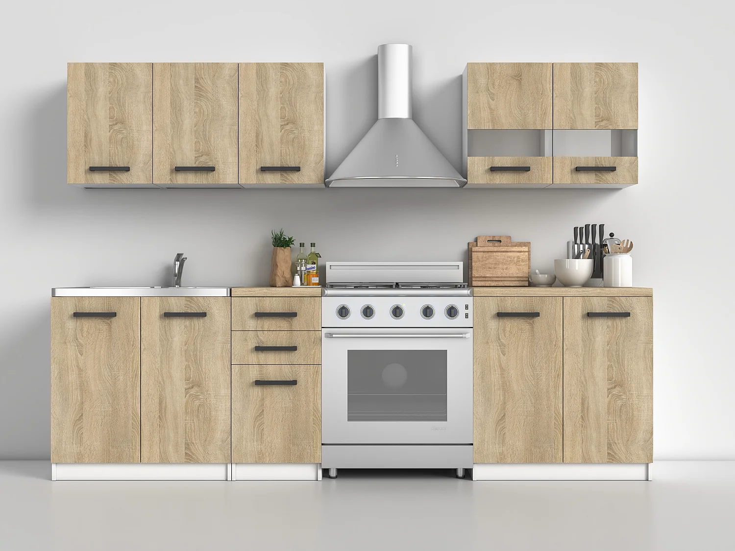 Cucina completa moderna e modulare rovere CTT1