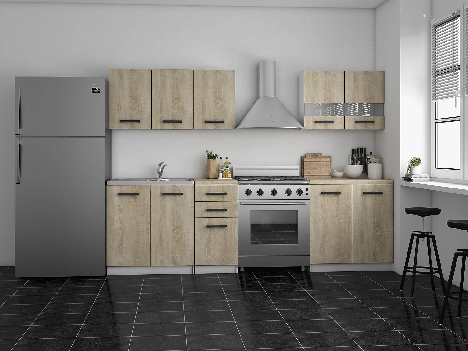 Cucina completa moderna e modulare rovere CTT1